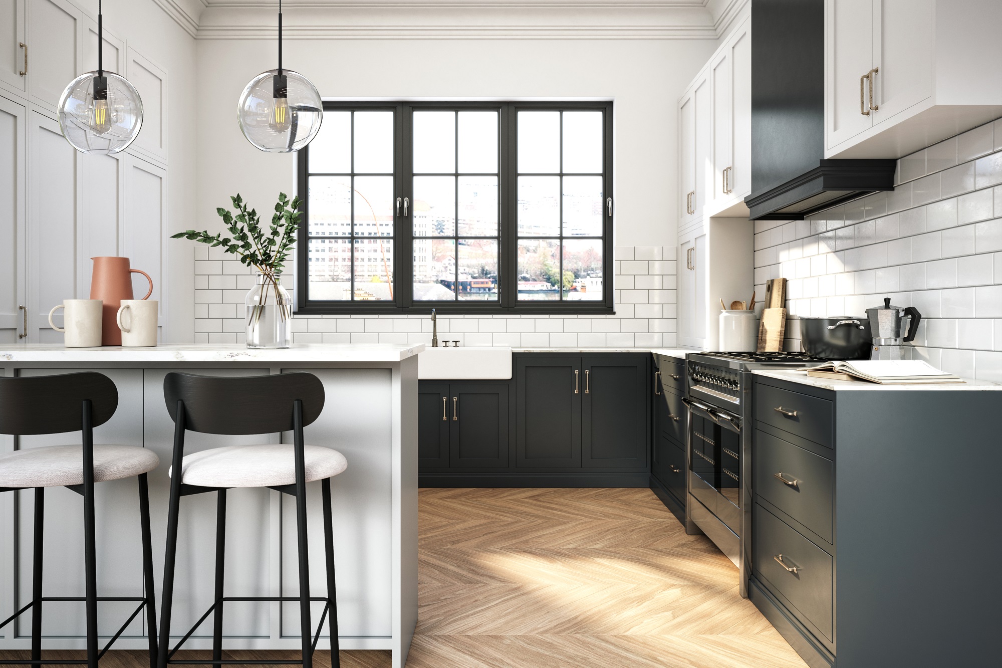 Modern elegant kitchen stock photo
